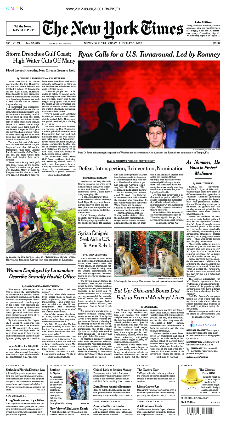 Prima-pagina-New-York-Times-del-2012-08-30