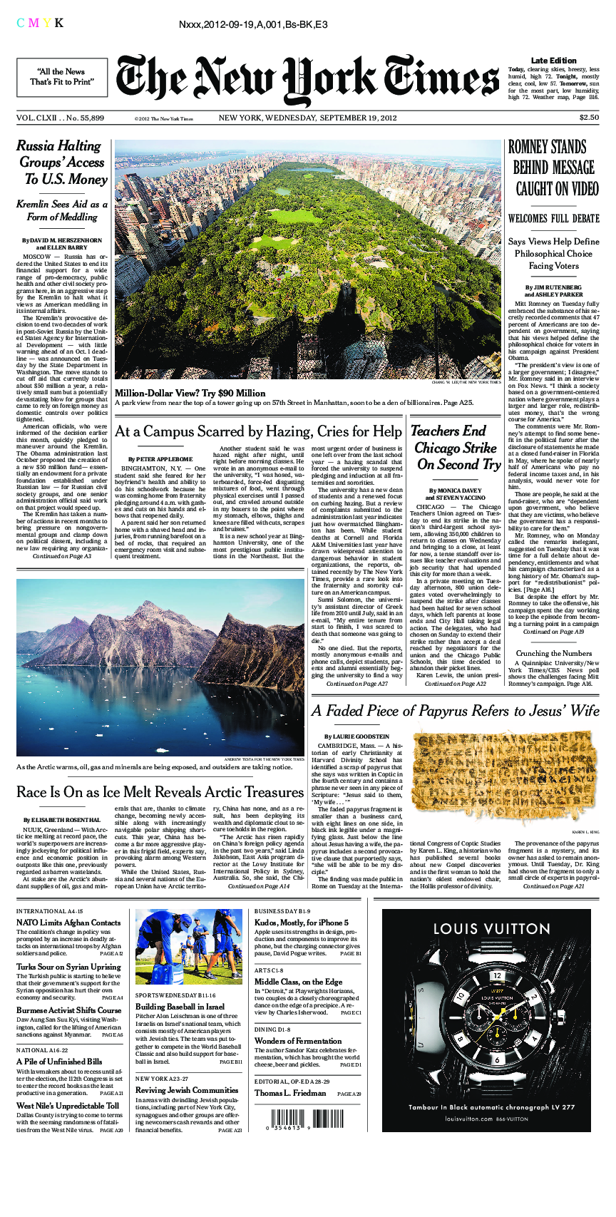 Prima-pagina-New-York-Times-del-2012-09-19