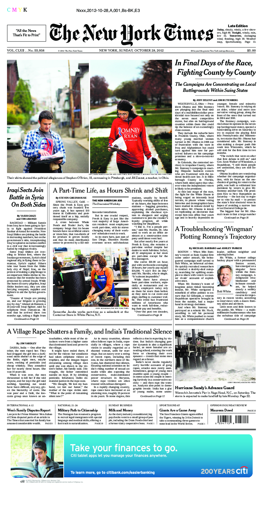 Prima-pagina-New-York-Times-del-2012-10-28