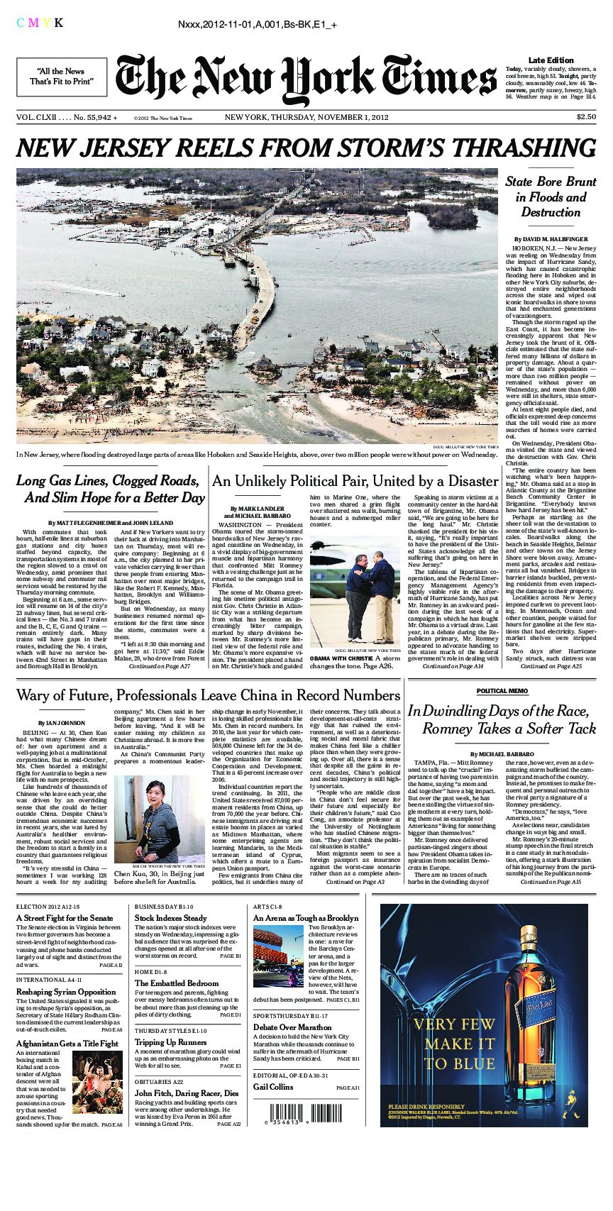 Prima-pagina-New-York-Times-del-2012-11-01