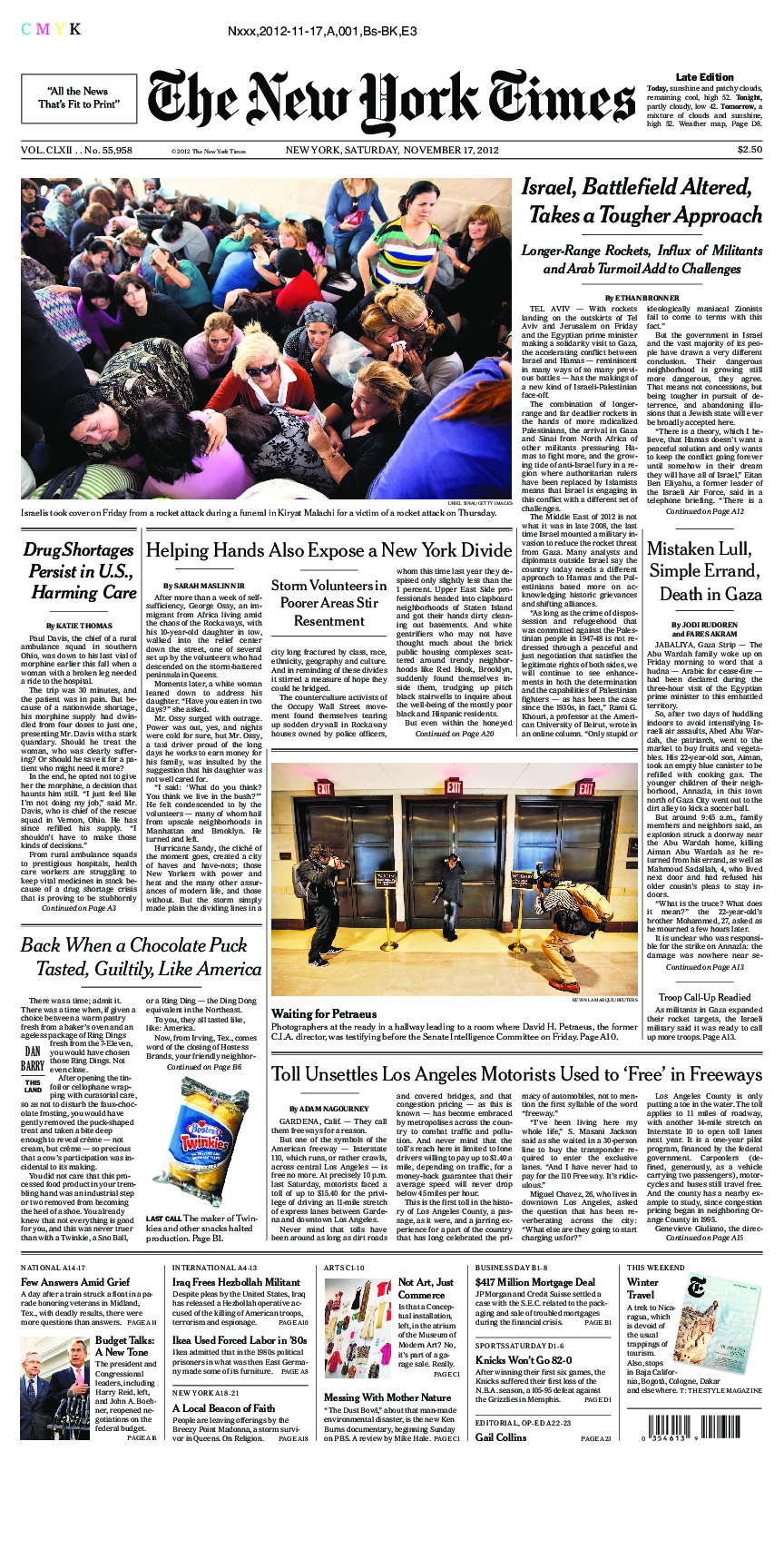 Prima-pagina-New-York-Times-del-2012-11-17