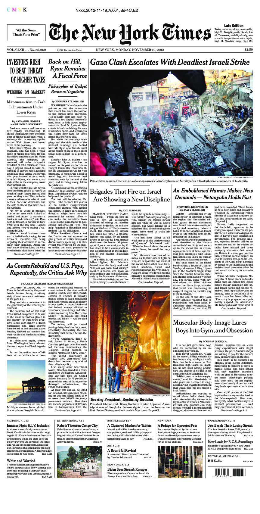 Prima-pagina-New-York-Times-del-2012-11-19