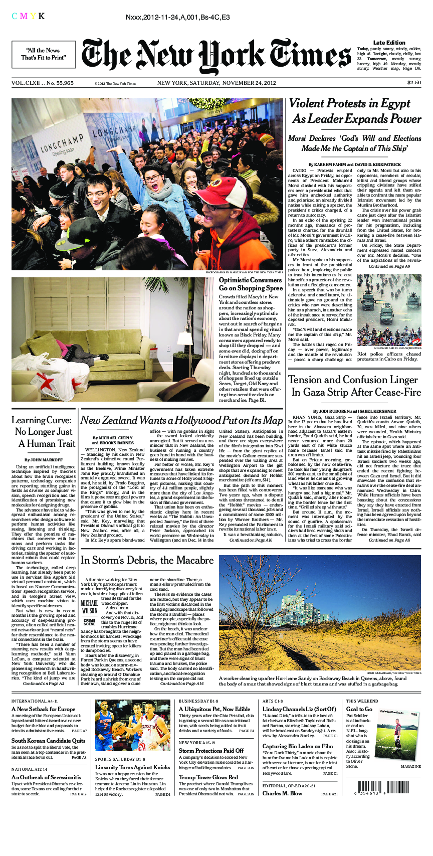 Prima-pagina-New-York-Times-del-2012-11-24