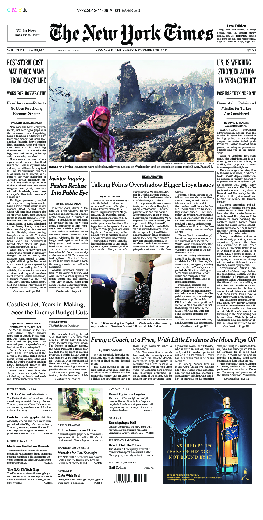 Prima-pagina-New-York-Times-del-2012-11-29