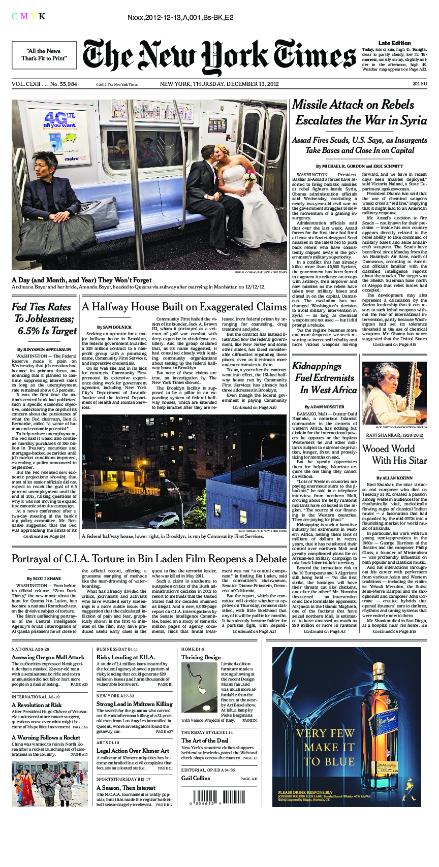 Prima-pagina-New-York-Times-del-2012-12-13