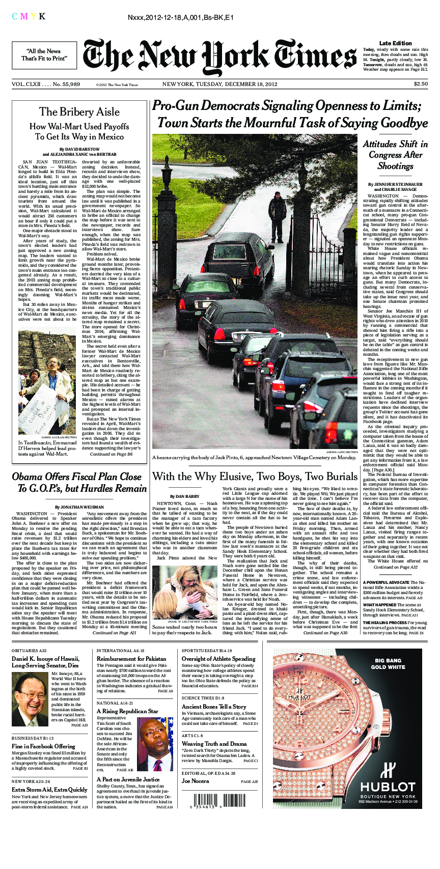 Prima-pagina-New-York-Times-del-2012-12-18