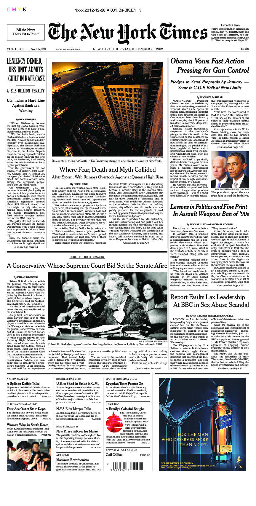 Prima-pagina-New-York-Times-del-2012-12-20