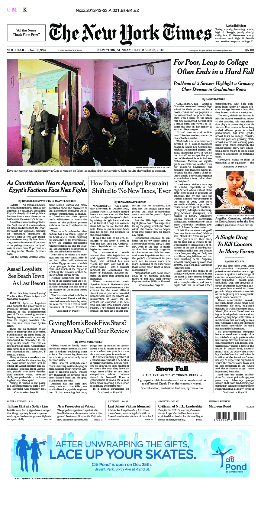 Prima-pagina-New-York-Times-del-2012-12-23