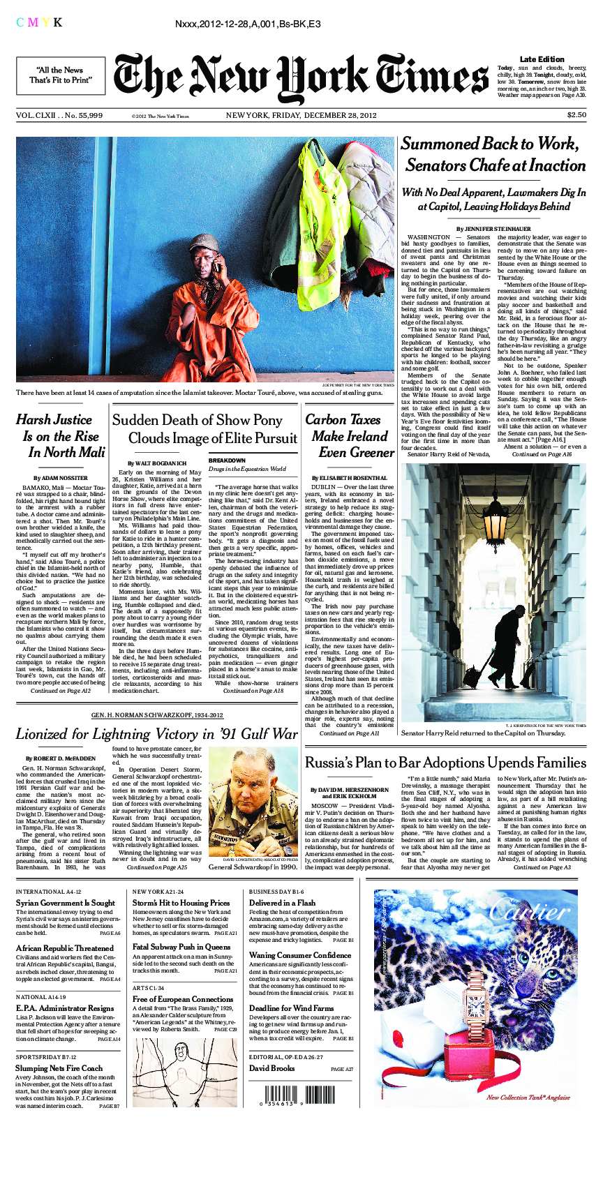 Prima-pagina-New-York-Times-del-2012-12-28