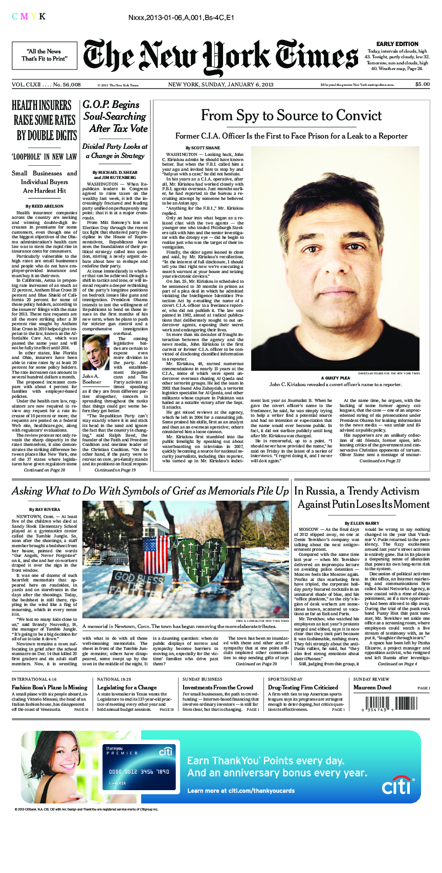 Prima-pagina-New-York-Times-del-2013-01-06