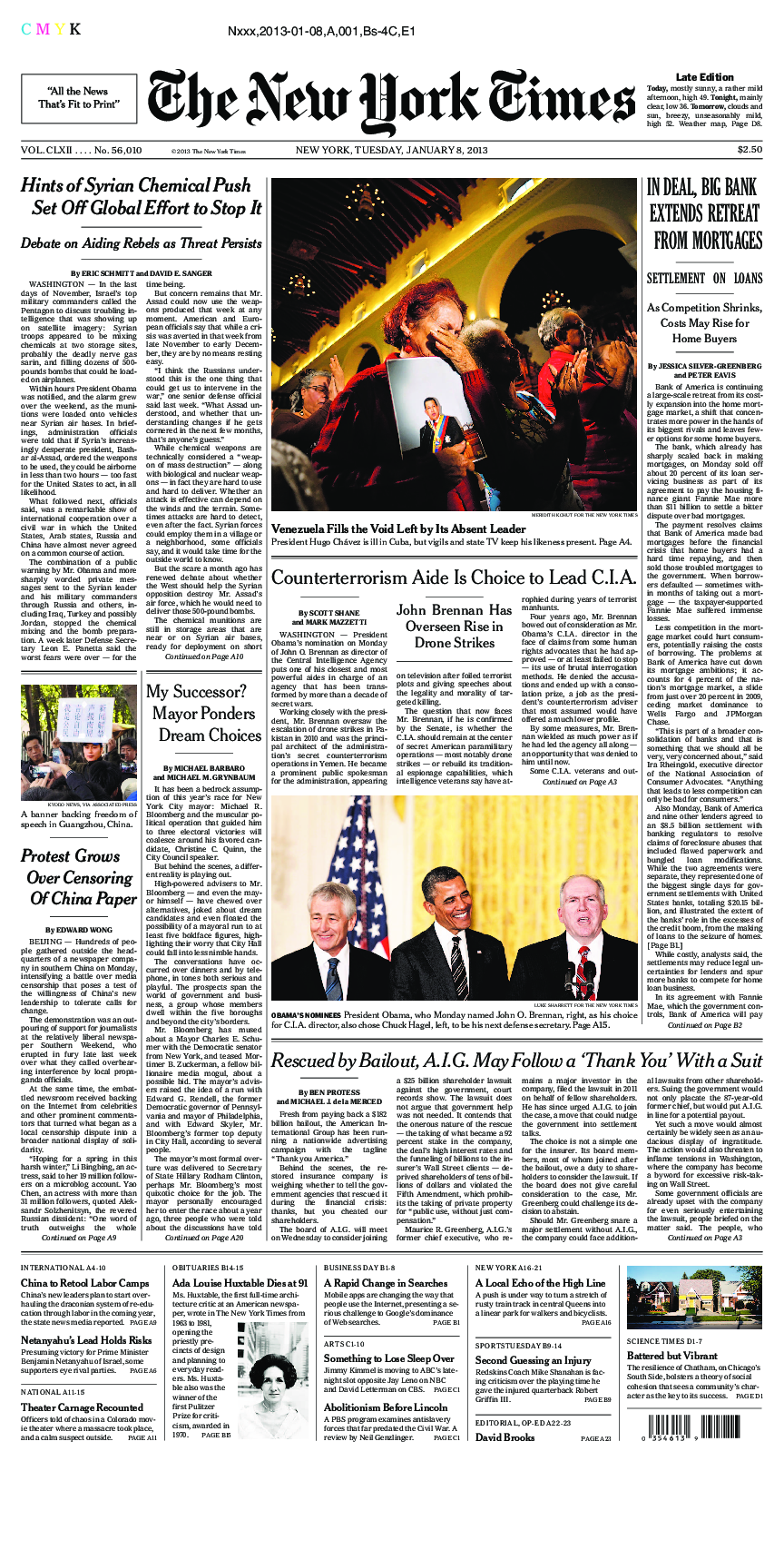 Prima-pagina-New-York-Times-del-2013-01-08