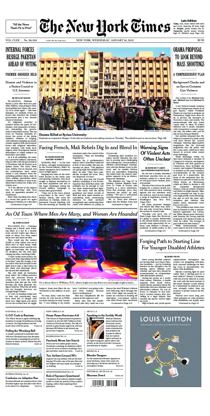 Prima-pagina-New-York-Times-del-2013-01-16