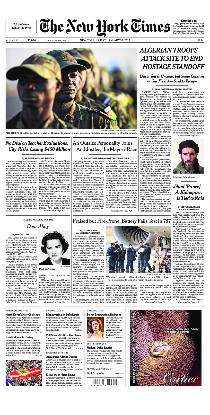 Prima-pagina-New-York-Times-del-2013-01-18