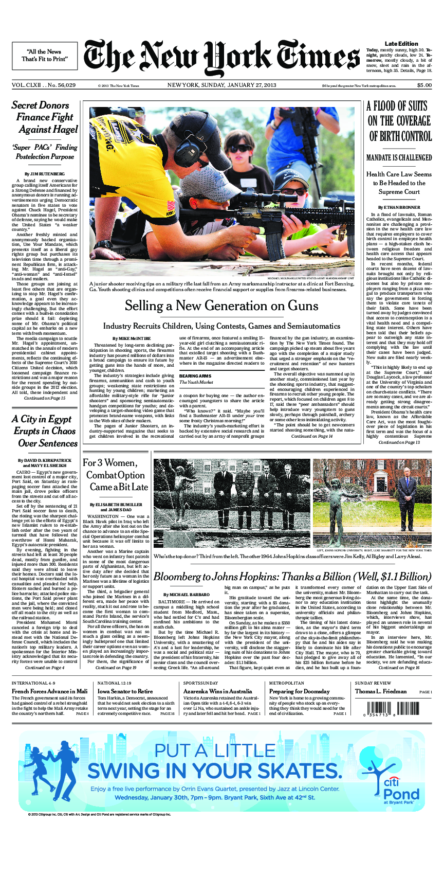 Prima-pagina-New-York-Times-del-2013-01-27