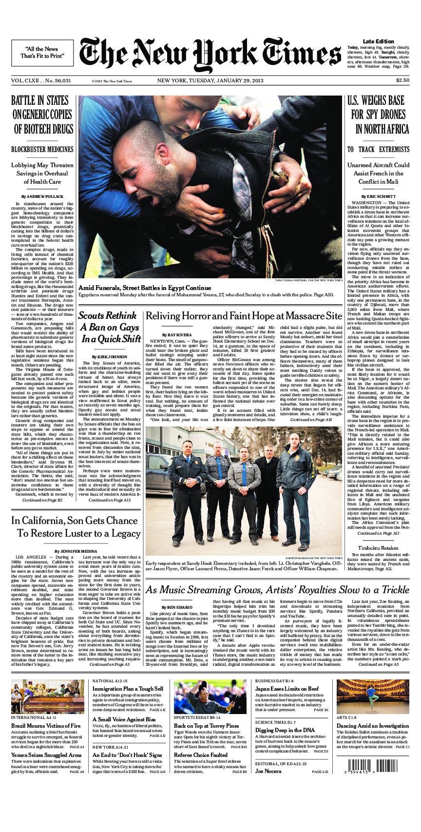 Prima-pagina-New-York-Times-del-2013-01-29