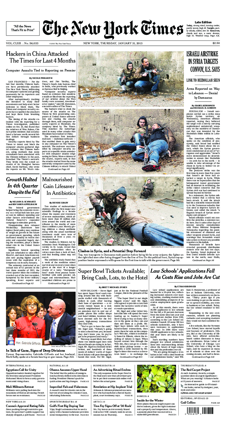 Prima-pagina-New-York-Times-del-2013-01-31