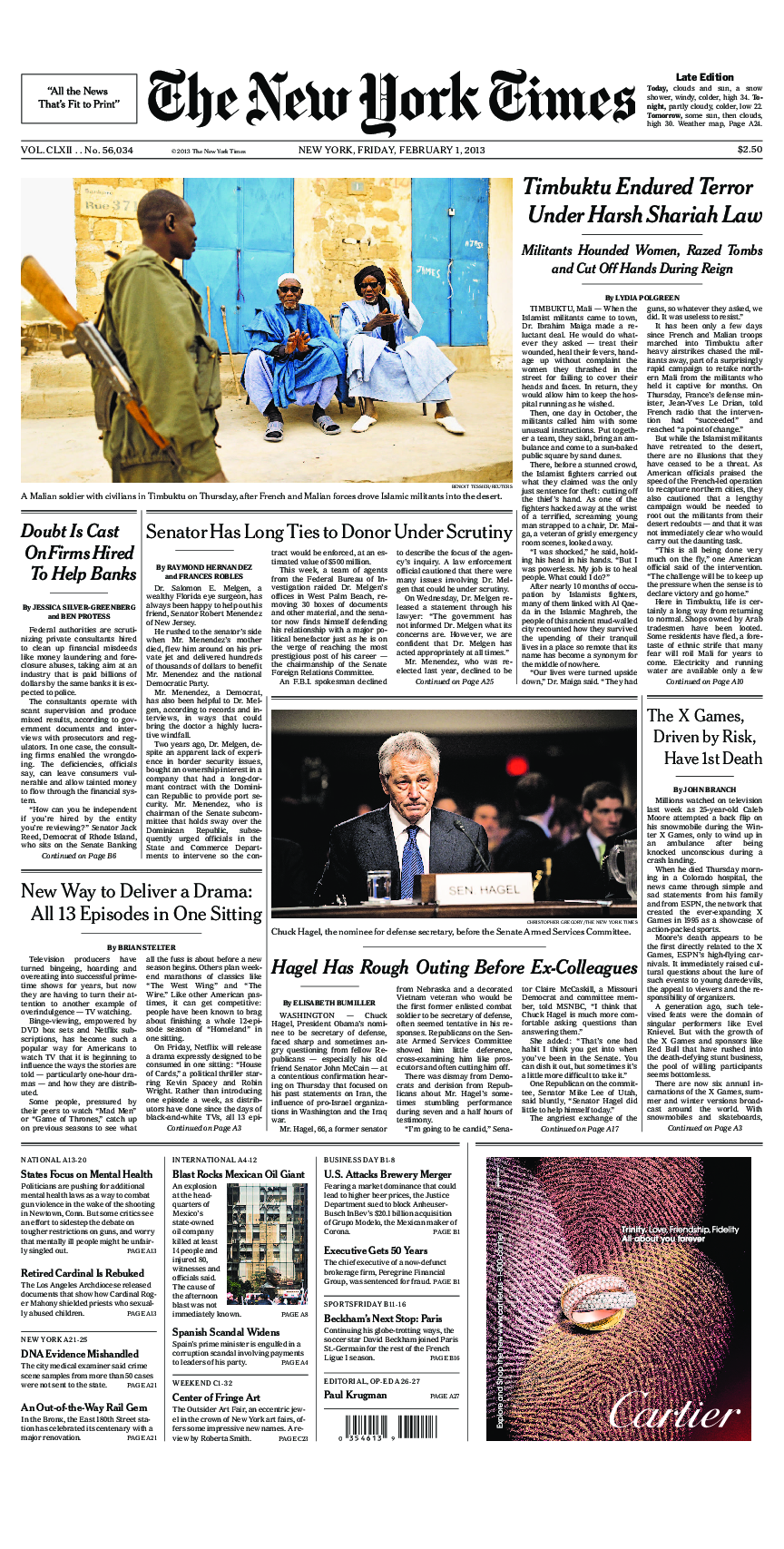 Prima-pagina-New-York-Times-del-2013-02-01