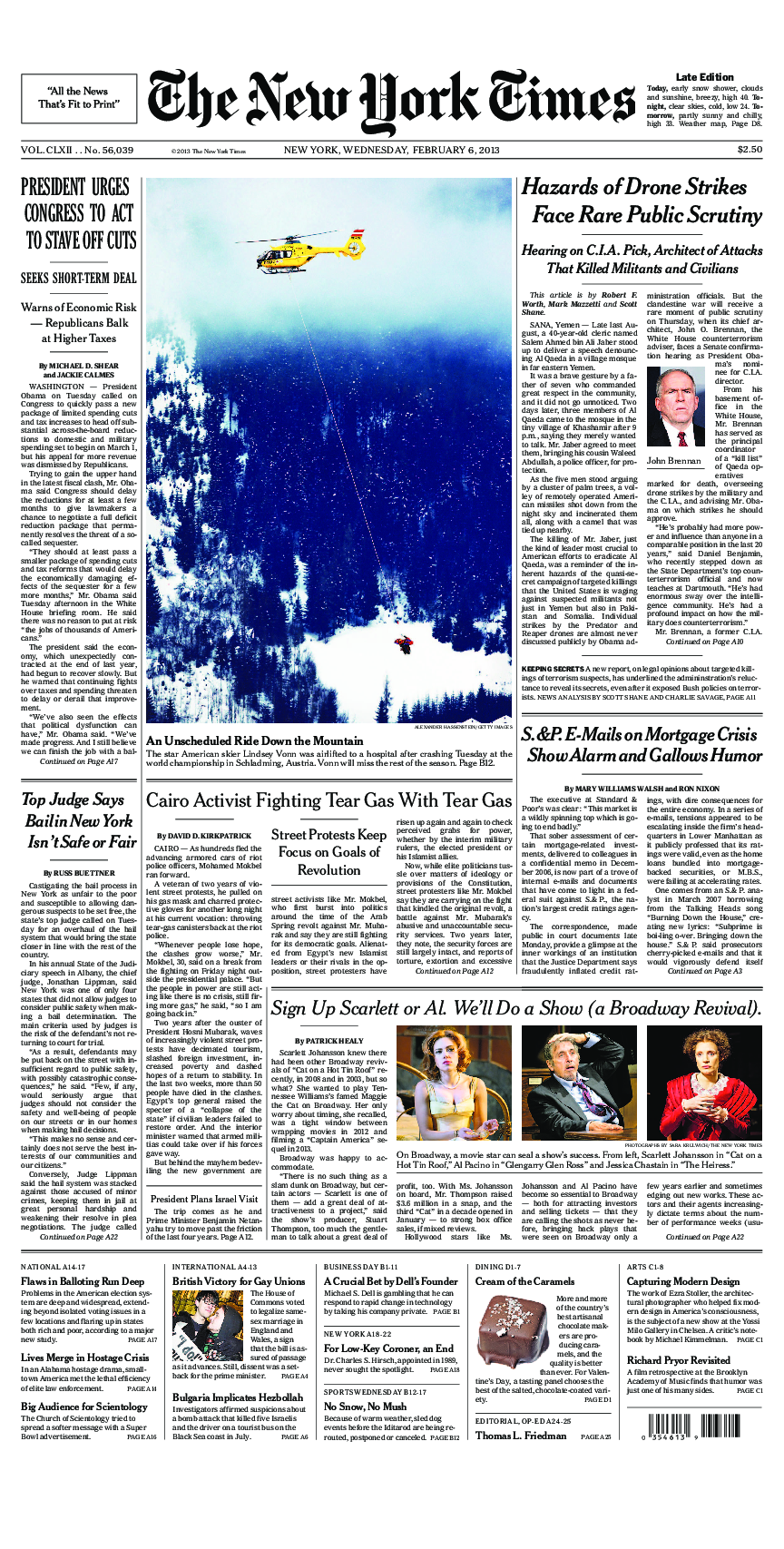 Prima-pagina-New-York-Times-del-2013-02-06