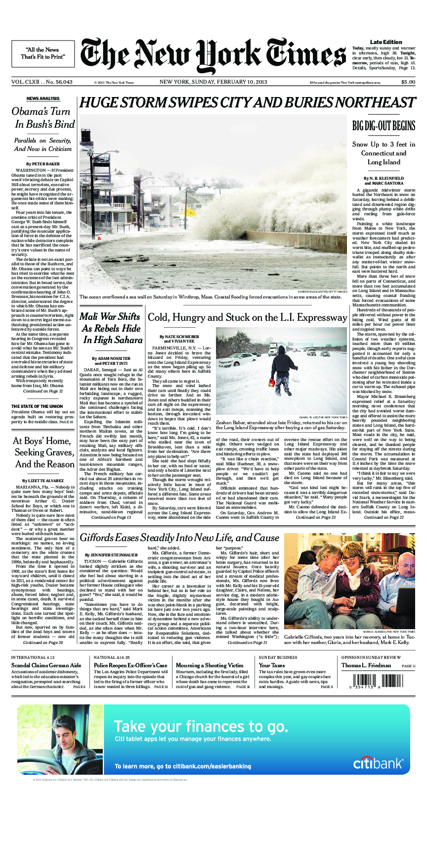 Prima-pagina-New-York-Times-del-2013-02-10