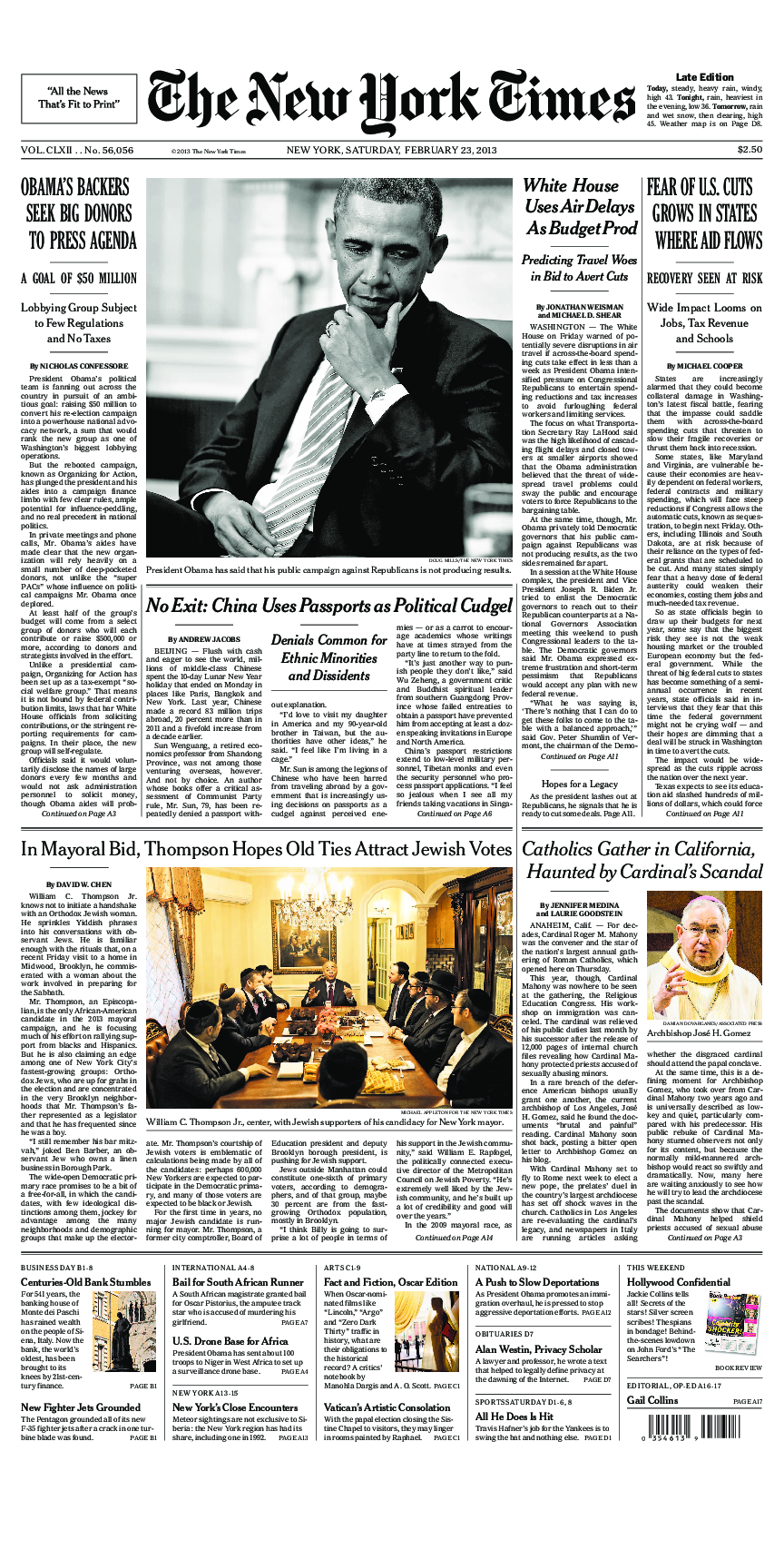 Prima-pagina-New-York-Times-del-2013-02-23