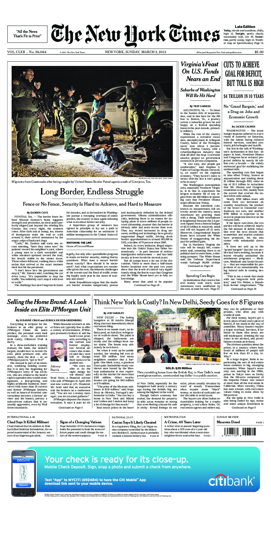 Prima-pagina-New-York-Times-del-2013-03-03