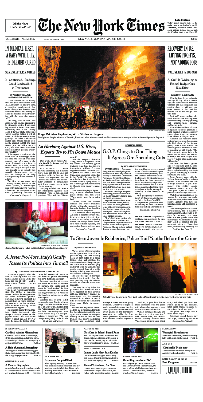 Prima-pagina-New-York-Times-del-2013-03-04