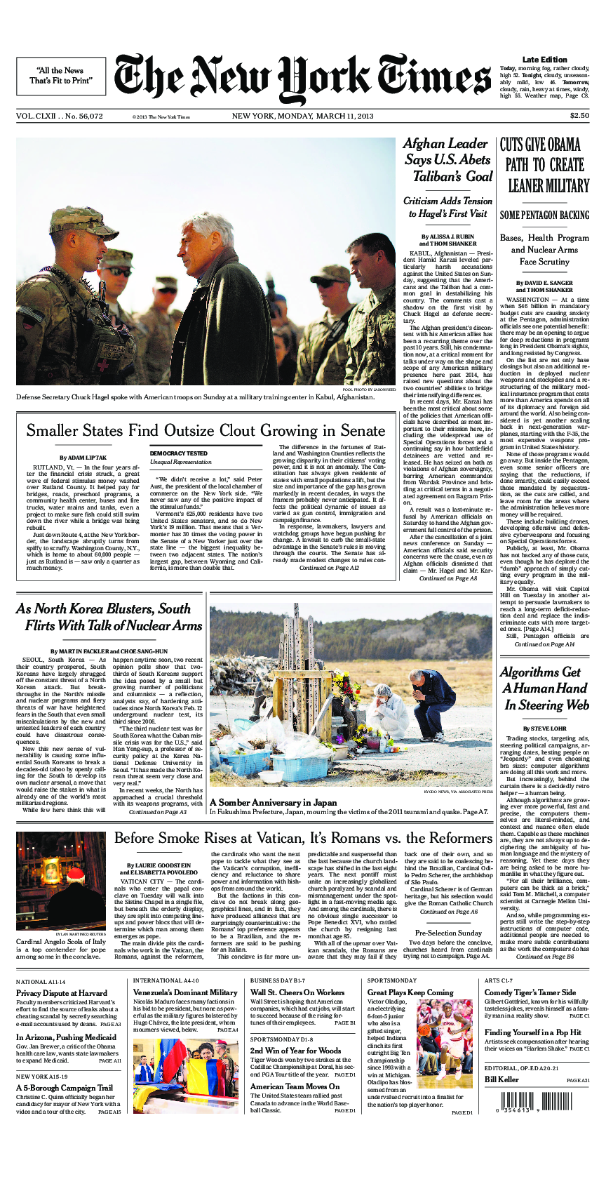 Prima-pagina-New-York-Times-del-2013-03-11