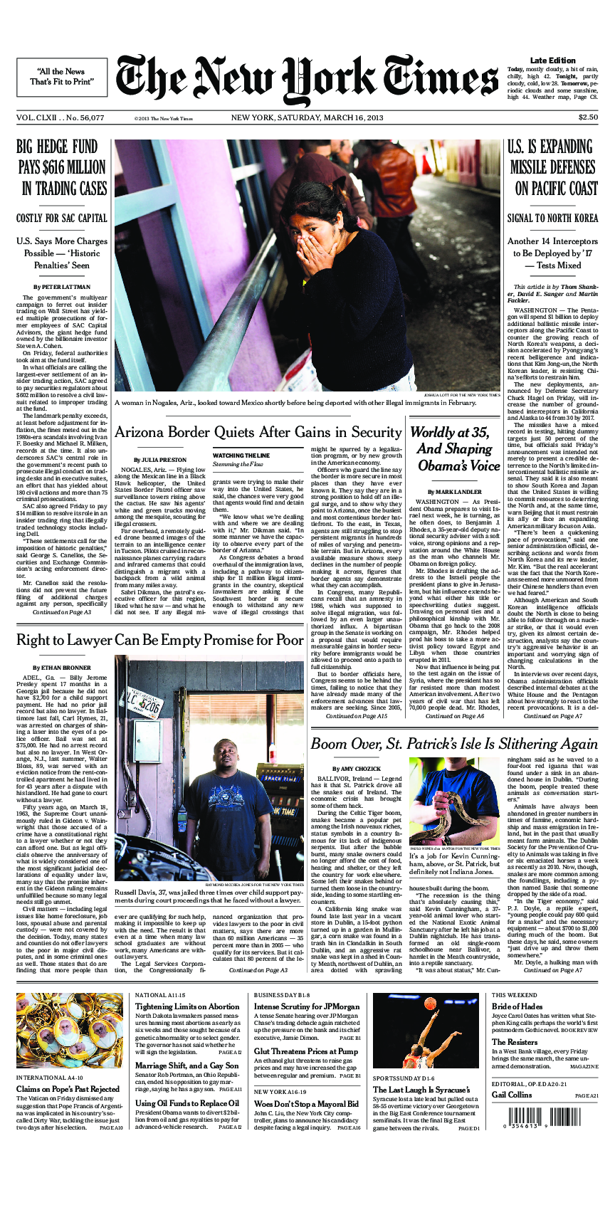 Prima-pagina-New-York-Times-del-2013-03-16