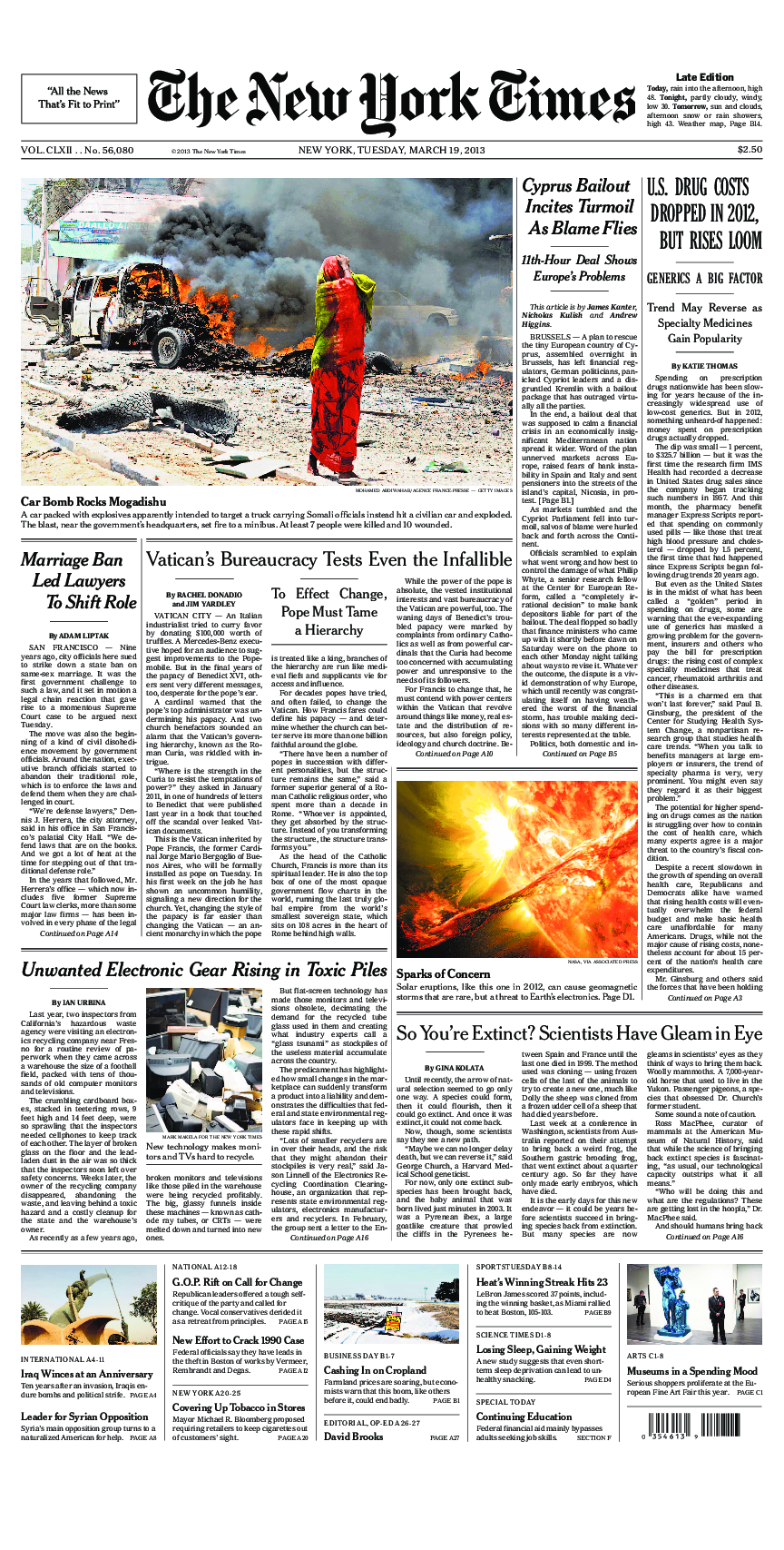 Prima-pagina-New-York-Times-del-2013-03-19