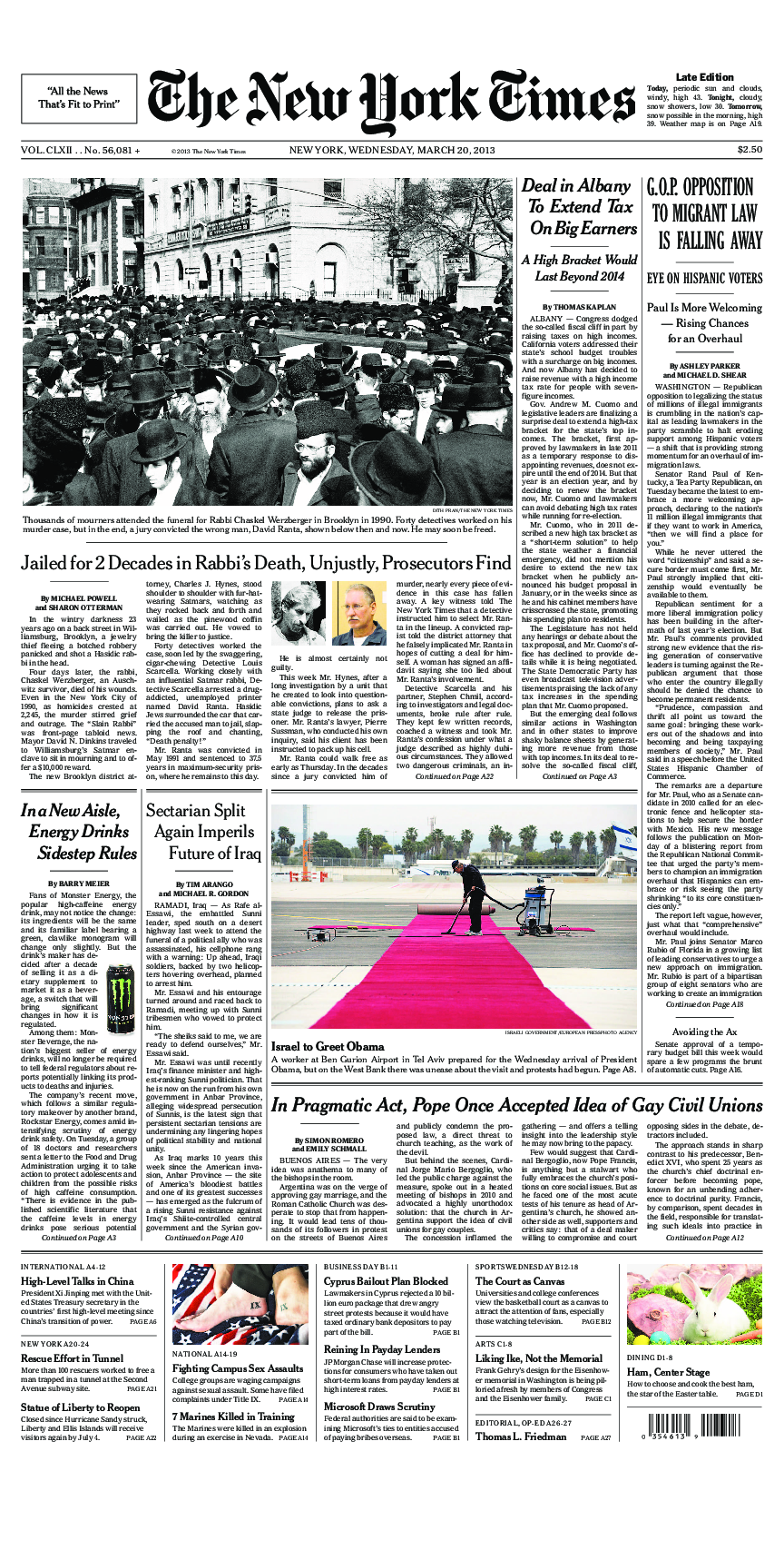 Prima-pagina-New-York-Times-del-2013-03-20