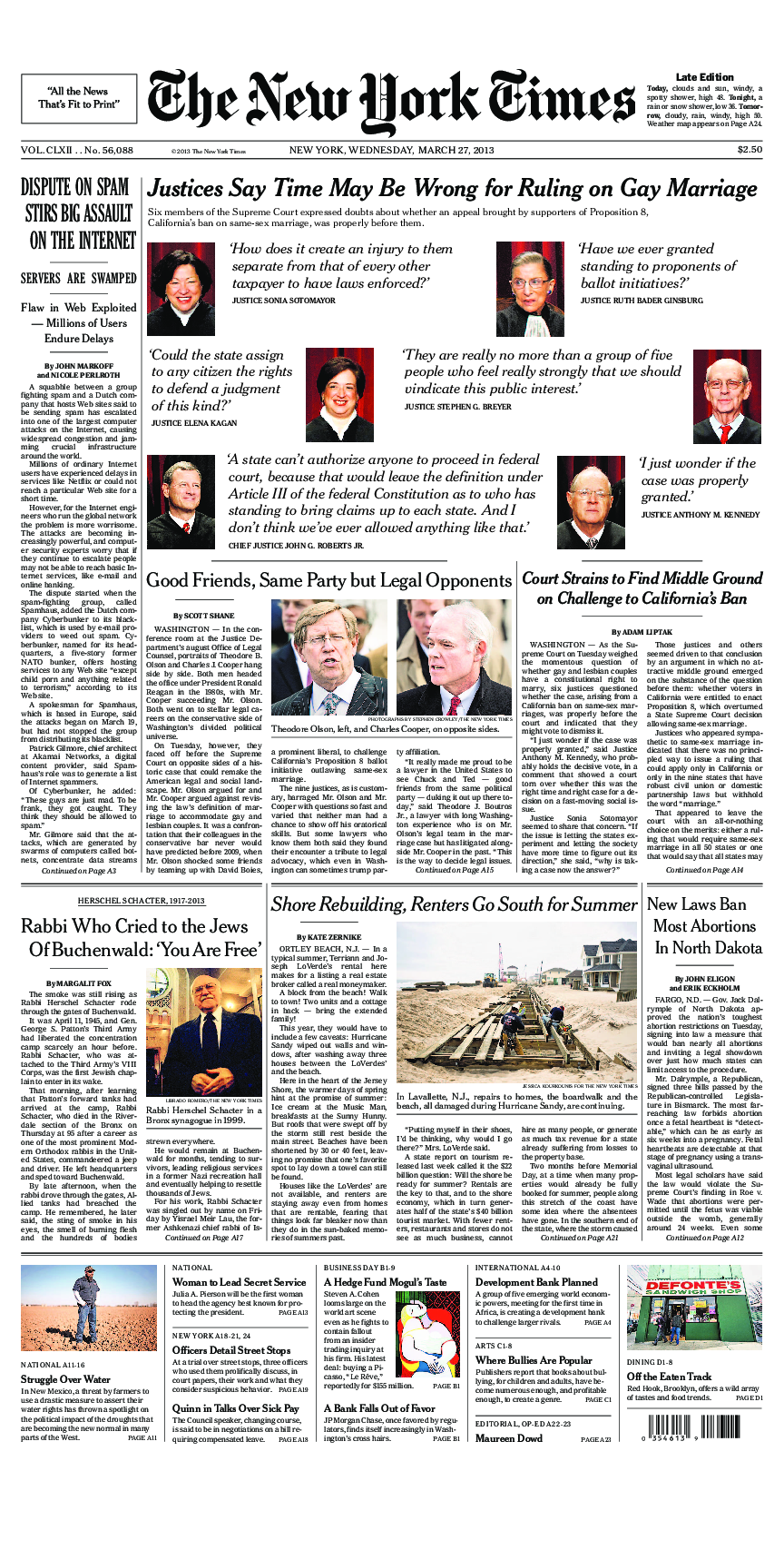 Prima-pagina-New-York-Times-del-2013-03-27