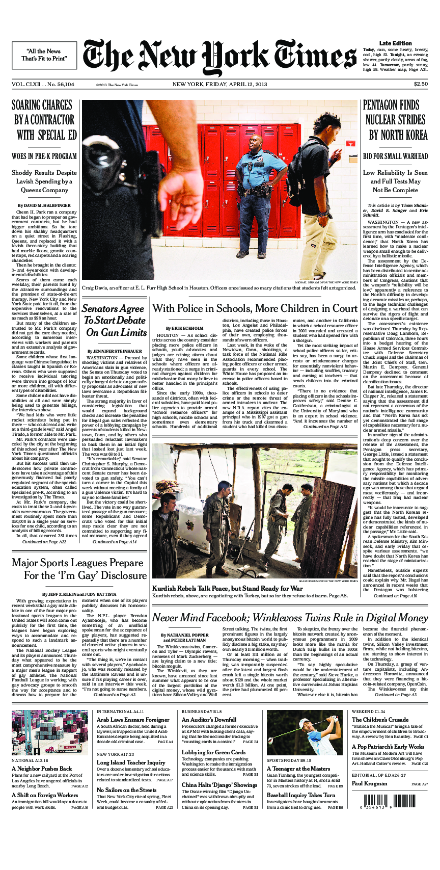 Prima-pagina-New-York-Times-del-2013-04-12