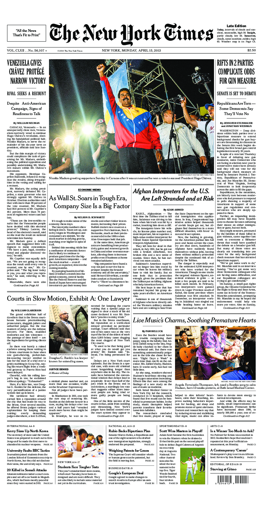 Prima-pagina-New-York-Times-del-2013-04-15