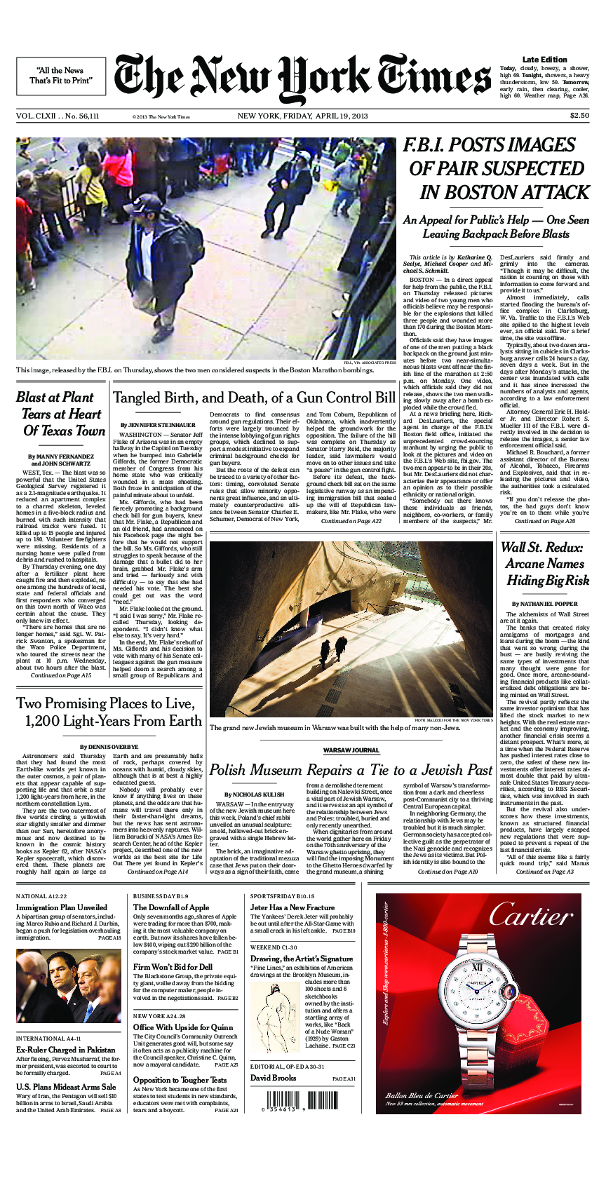 Prima-pagina-New-York-Times-del-2013-04-19