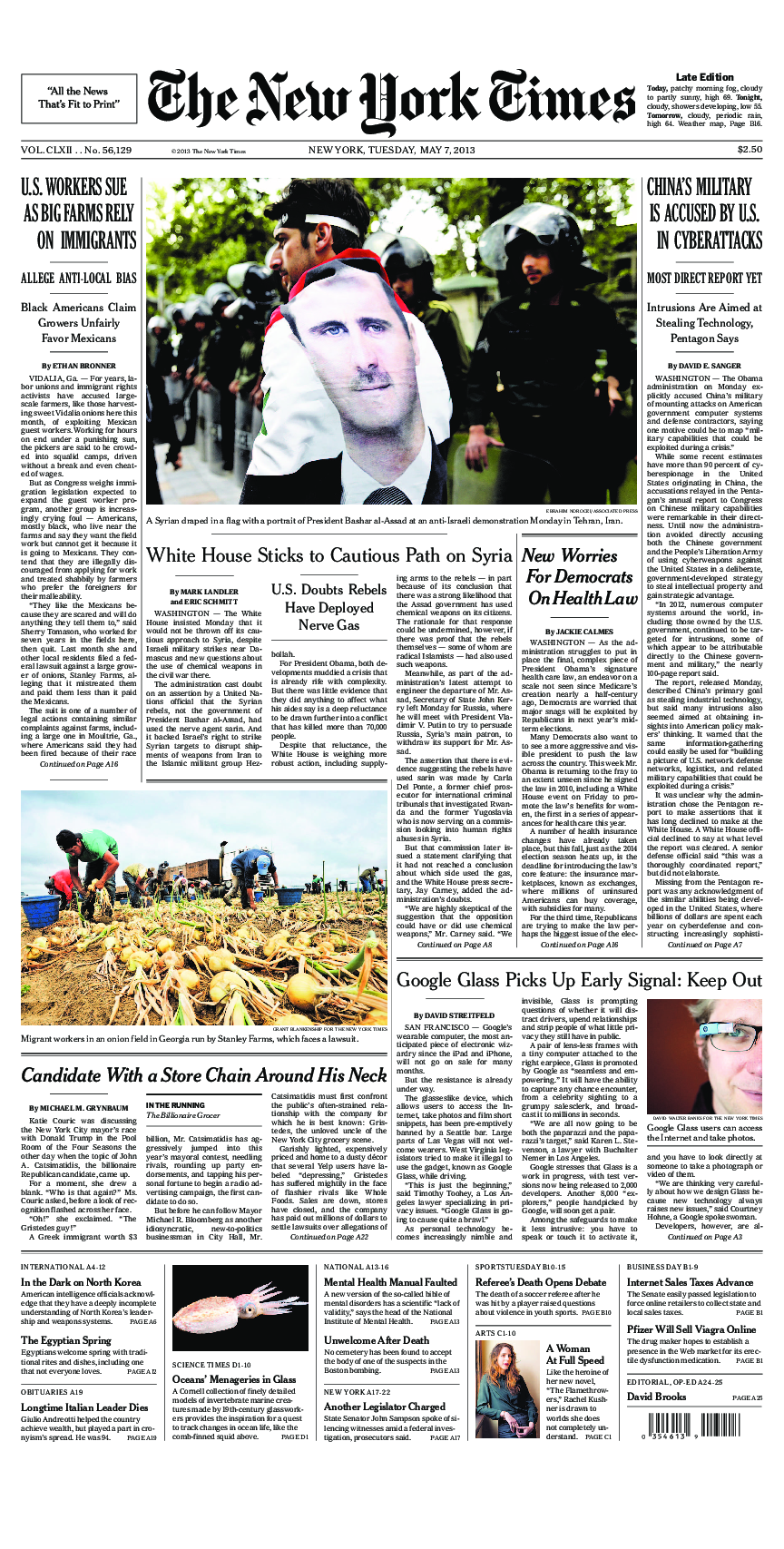 Prima-pagina-New-York-Times-del-2013-05-07