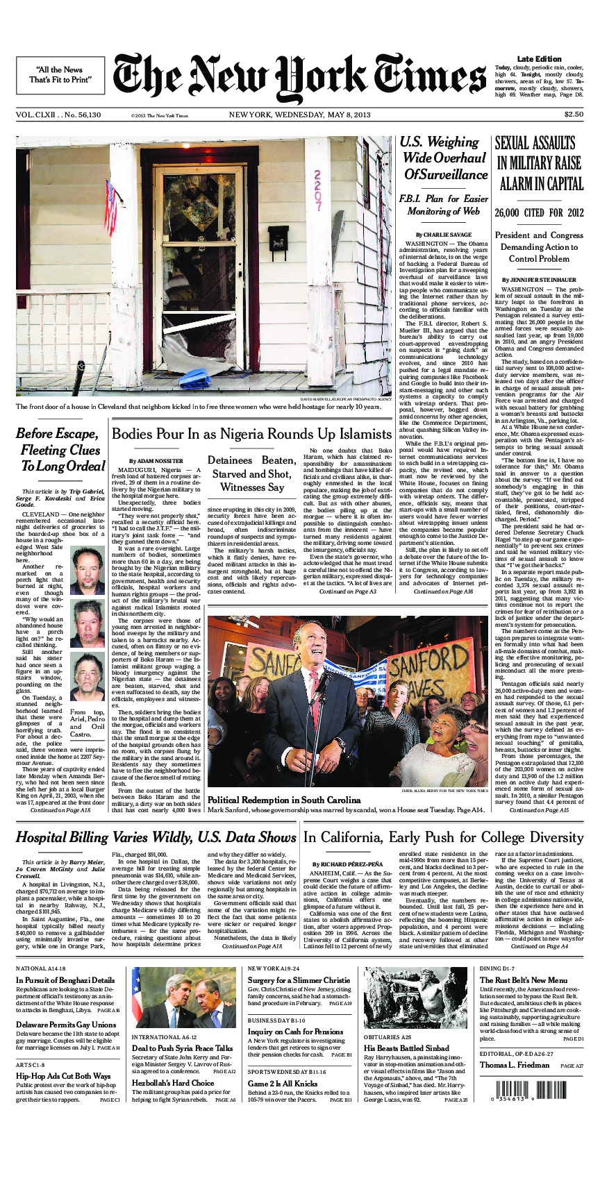 Prima-pagina-New-York-Times-del-2013-05-08