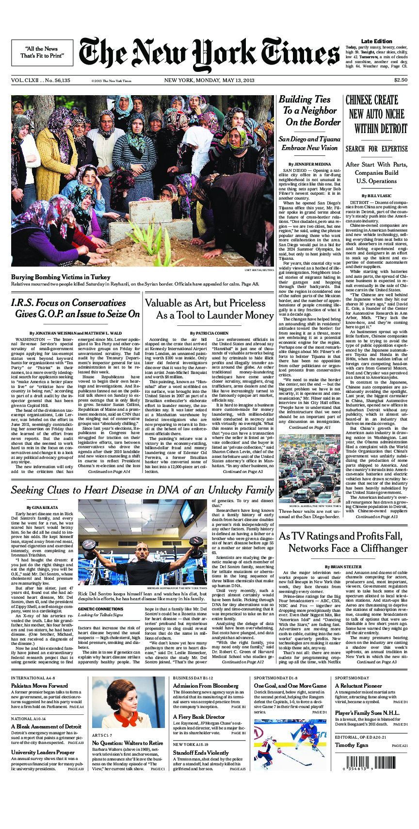 Prima-pagina-New-York-Times-del-2013-05-13