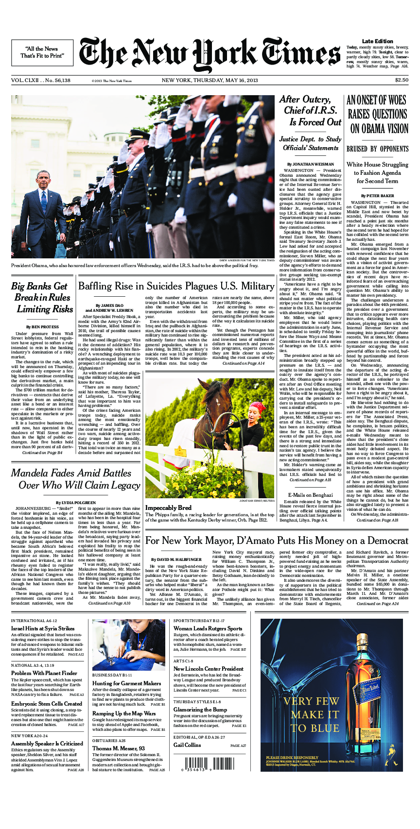 Prima-pagina-New-York-Times-del-2013-05-16