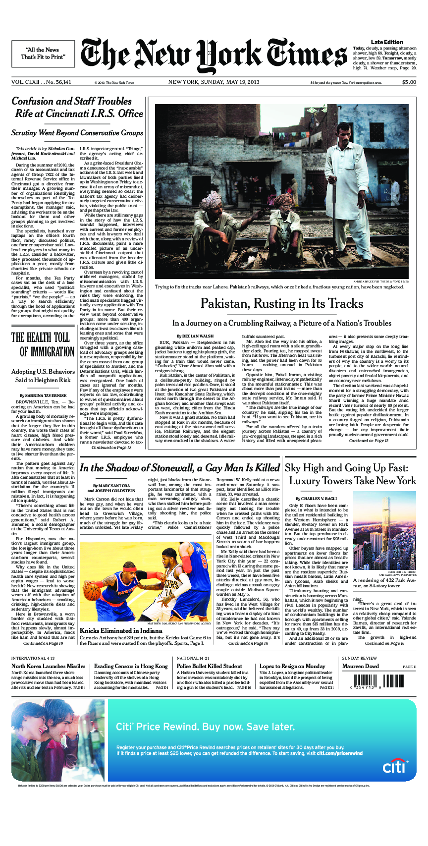 Prima-pagina-New-York-Times-del-2013-05-19