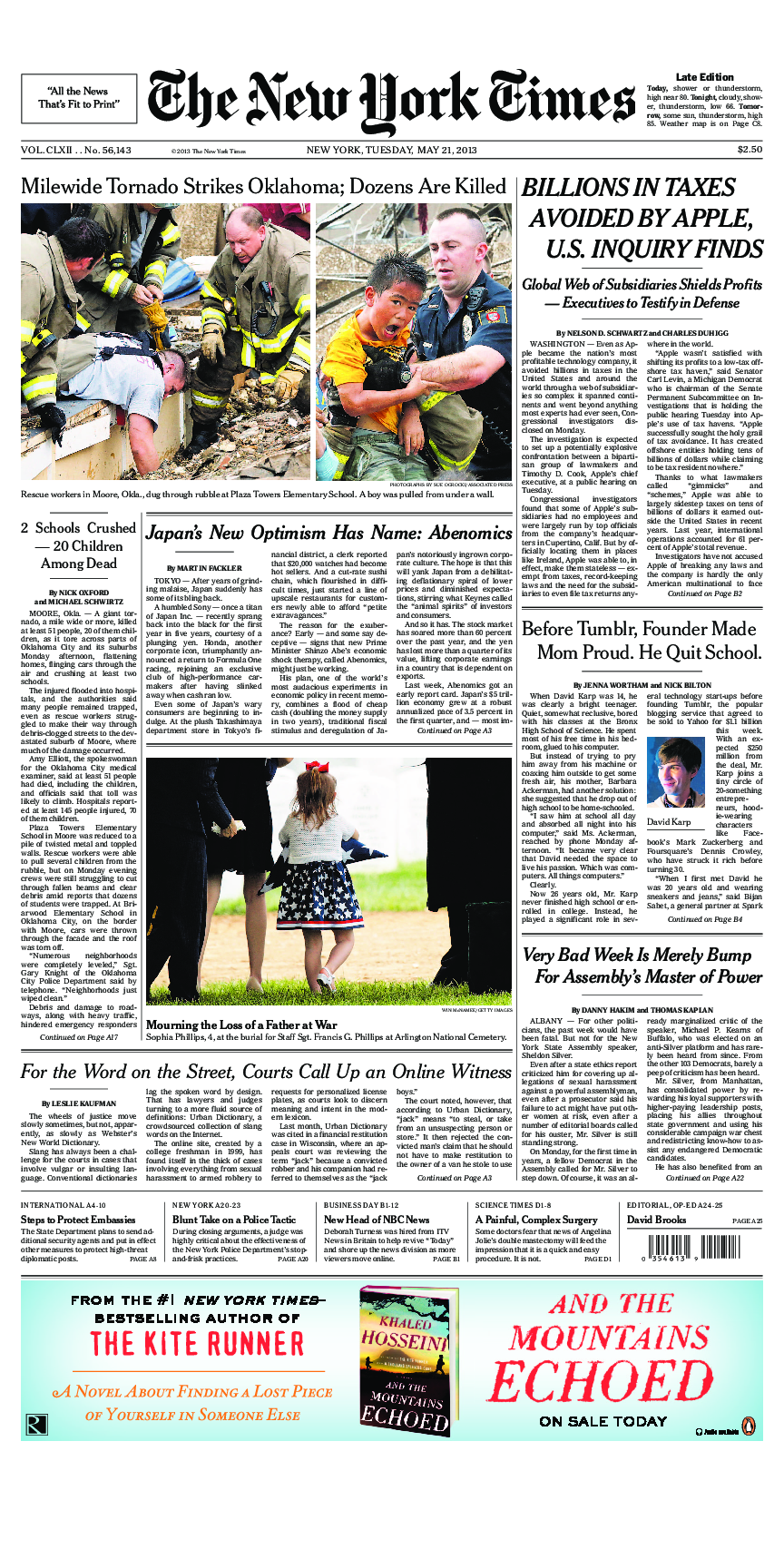 Prima-pagina-New-York-Times-del-2013-05-21