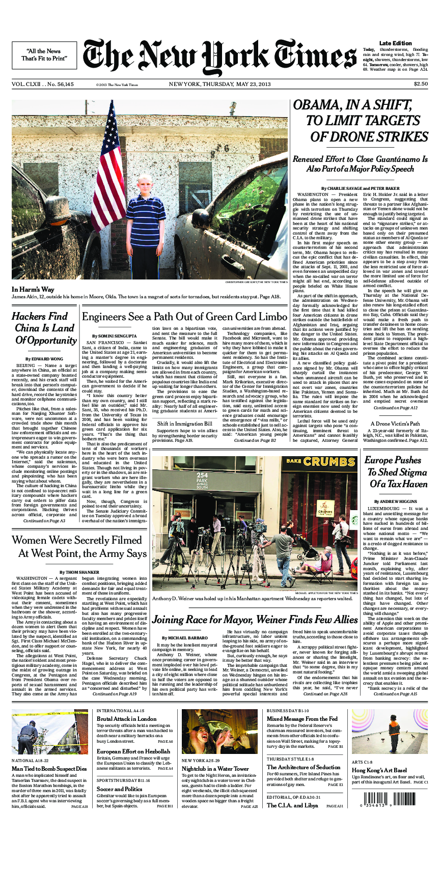 Prima-pagina-New-York-Times-del-2013-05-23