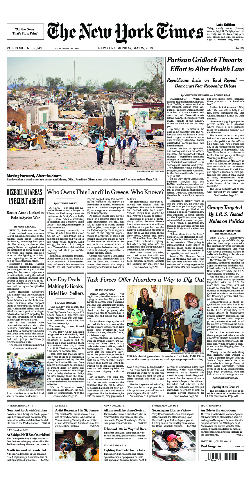 Prima-pagina-New-York-Times-del-2013-05-27