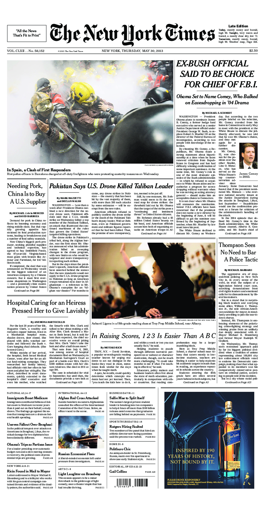 Prima-pagina-New-York-Times-del-2013-05-30