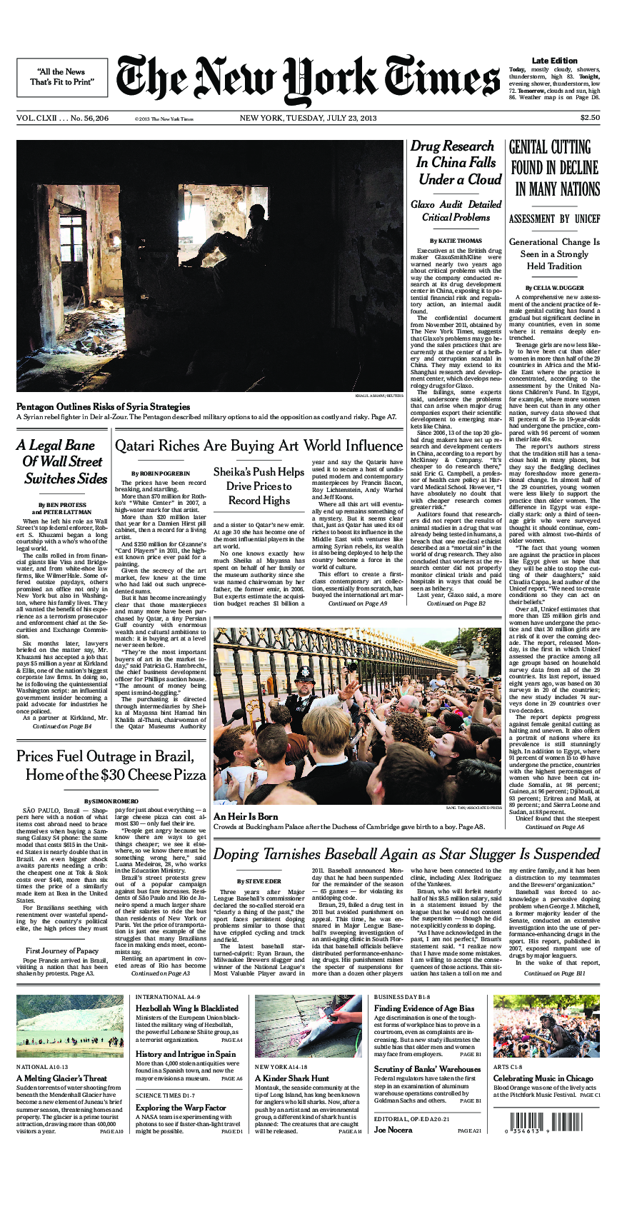 Prima-pagina-New-York-Times-del-2013-07-23