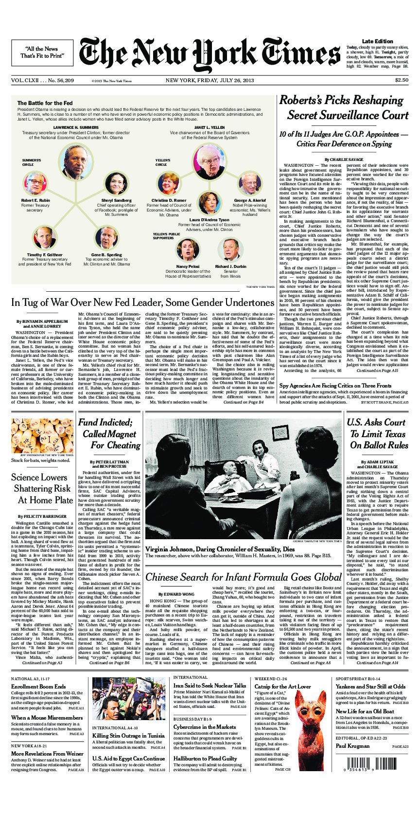 Prima-pagina-New-York-Times-del-2013-07-26