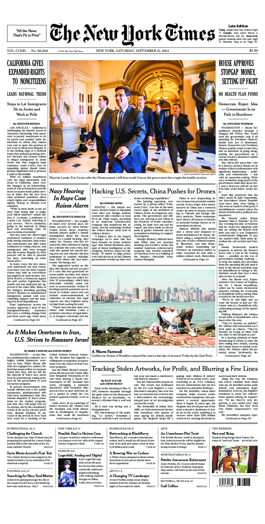 Prima-pagina-New-York-Times-del-2013-09-21