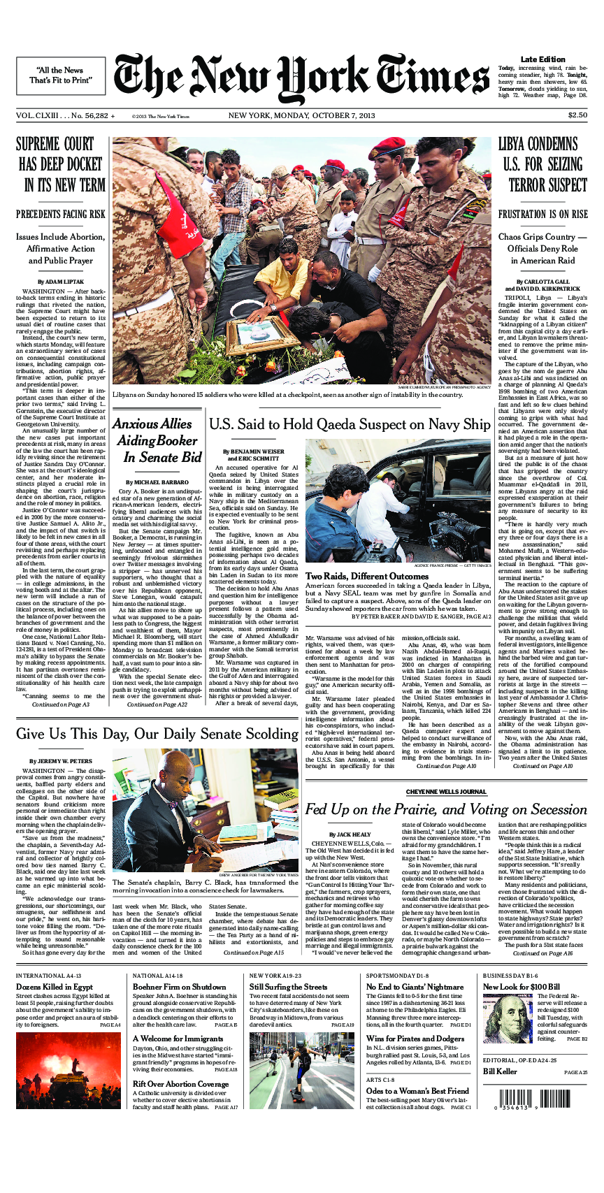 Prima-pagina-New-York-Times-del-2013-10-07