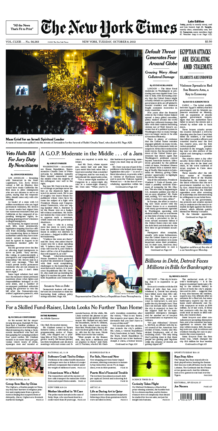 Prima-pagina-New-York-Times-del-2013-10-08