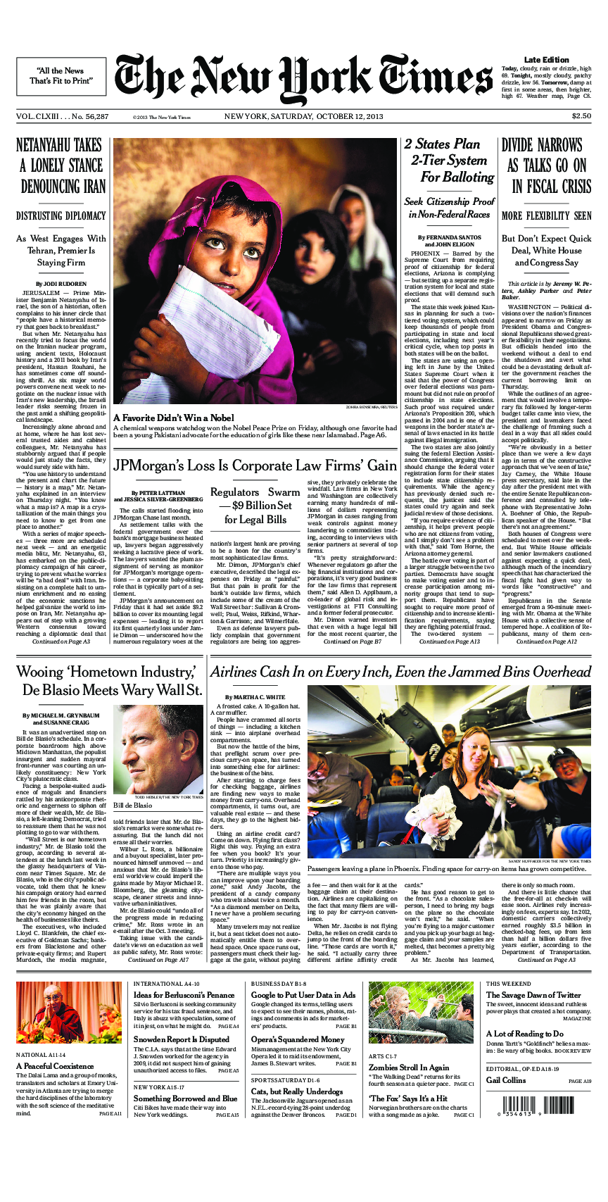 Prima-pagina-New-York-Times-del-2013-10-12