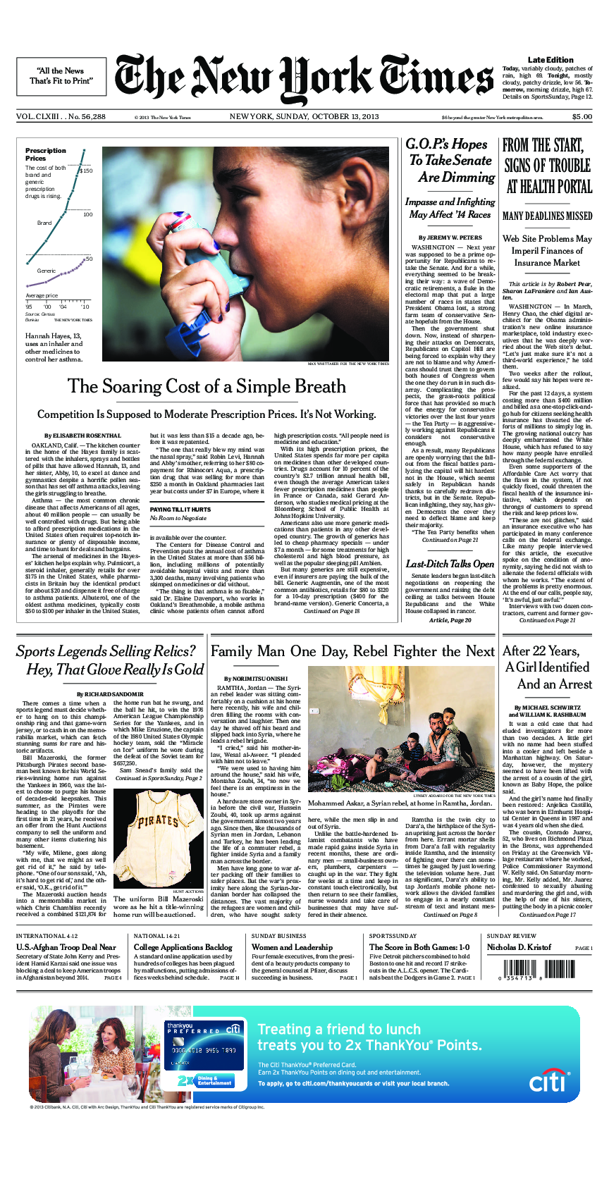 Prima-pagina-New-York-Times-del-2013-10-13